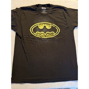 Batman DC Comics Neon Light Logo Black Graphic T-Shirt Tee XL